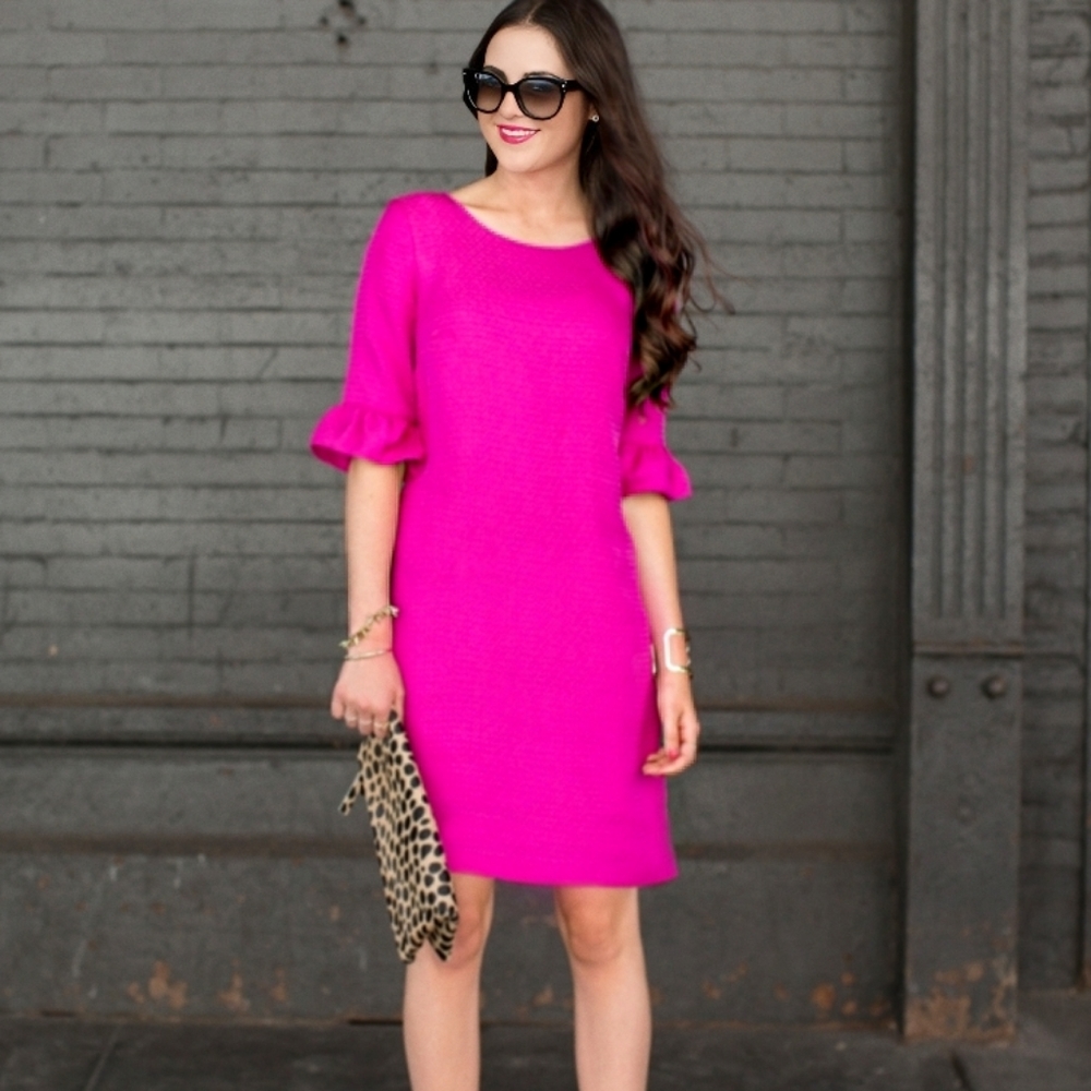CLUB MONACO FUCSIA MINI ACCENT SLEEVE DRESS SIZE 10 NWOT